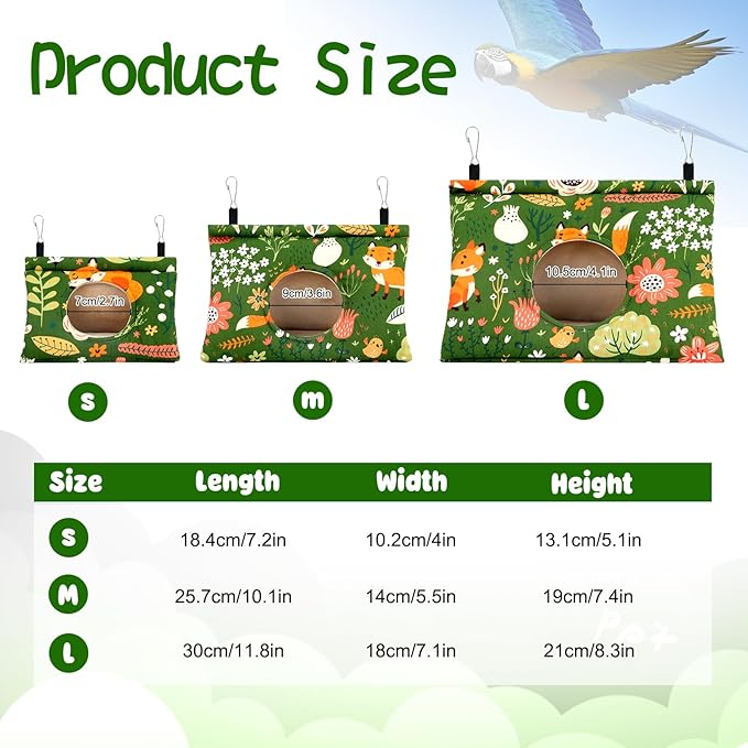 Rypet Winter Warm Bird Nest House - Hanging Hammock Velvet Shed Hut Cage Plush Fluffy Birds Hideaway Sleeping Bed Fuzzy for Parrot Parakeet Cockatiels Budgies Lovebird Mediumï¼_reenï¼