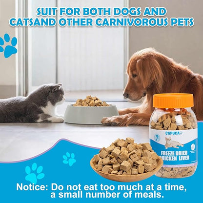 Chicken Liver Dog Treats - Freeze Dried Liver Treats Organic Single Ingredient All Natural Grain-Free Perfect for Training Topper or Snack（4.5oz）