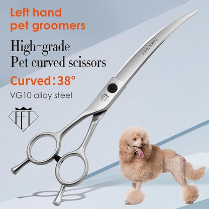 Dog Grooming Scissors: 7.0" Left Handed Pet Shears Made Of Advanced Stainless Steel Alloy for Trimming Dogs Cats and Other Pets Face and Paws