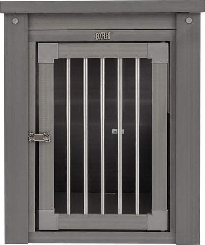New Age Pet® ECOFLEX® Dog Crate Furniture End Table, Durable Wood-Plastic Composite, Stainless Steel Latch, Easy Assembly, Grey Medium