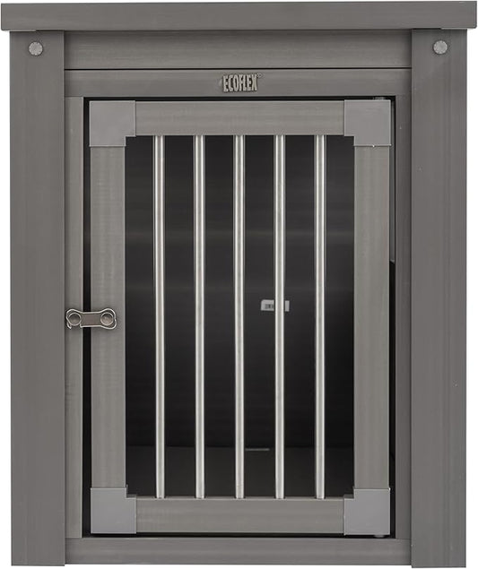 New Age Pet® ECOFLEX® Dog Crate Furniture End Table, Durable Wood-Plastic Composite, Stainless Steel Latch, Easy Assembly, Grey Medium