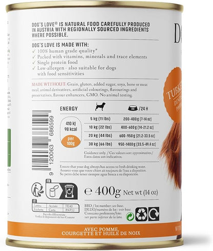 DOG'S LOVE Single Protein, Limited Ingredients, Ethically Sourced, Grain Free Wet Dog Food - Canned Soft Dog Food, Grain Free Dog Food for Your Dog - Premium Can Dog Food | 6 cans (14.1 Oz, Turkey)