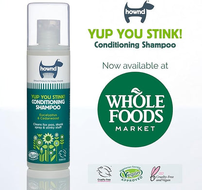 Hownd Yup You Stink Odor Deodorizing & Deep Clean 2-in-1 Dog Shampoo and Conditioner - Hypoallergenic, Vegan, pH-Balanced, Odor Control for Smelly, Itchy Dogs - Cedarwood and Eucalyptus