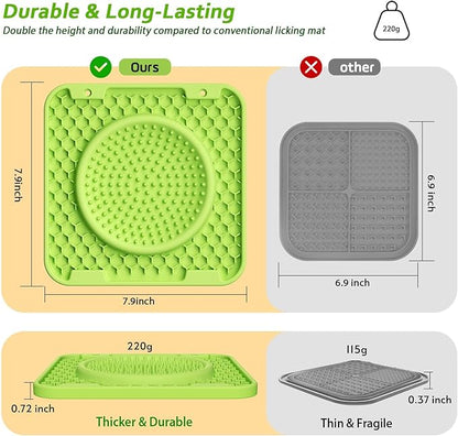 Licking Mat for Dogs Crate,Thicker Large 7.9" Pet Slow Feeder Mats for Relieve Boredom & Anxiety, Bowl Design,Soft & Safe Durable Dog Licking Pad for Training