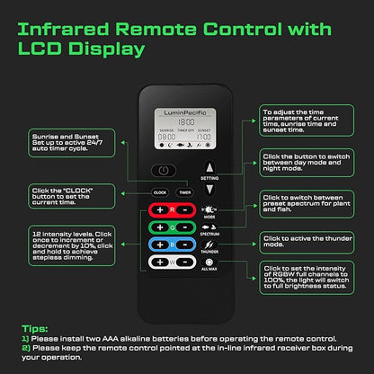 LED Aquarium Light with Remote, IP67 Waterproof Freshwater Planted Grow Light, Full Spectrum Fish Tank Light with Timer, Dimmable RGB+W, Upgrade Appearance, High Performance (36-41inch)