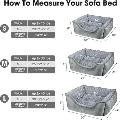 JOEJOY Rectangle Dog Bed for Large Medium Small Dogs - Washable Orthopedic Sofa Bed, Soft Breathable Puppy & Pet Cuddler, Durable Calming Dog Bed with Anti-Slip Bottom, Multiple Sizes, Grey