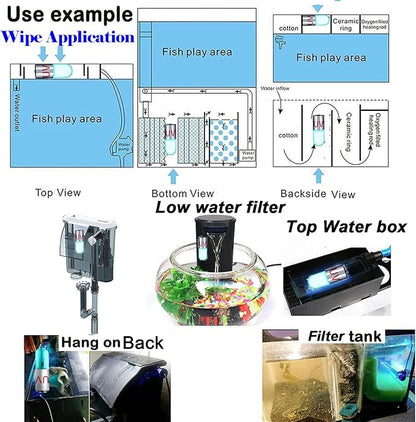 3W Aquarium Clean Light Fish Tank Algae Clean Light Green Water Clean Fish Tank Water Clean Lamp for Sump Pond Filter Tank