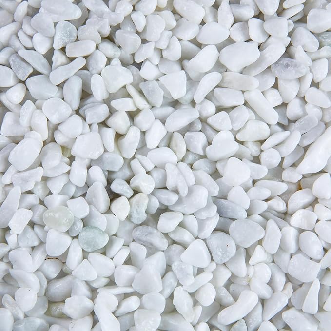 5lb Rocks Polished Silica Gravel for Plants Garden, Decorative Pebbles Ideal for Fish Tank, Vases, Succulents, Crafting, Home Decor and Garden Landscaping, Snow White(0.16-0.24”)