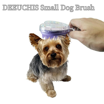 Soft Dog Brush for Small Dogs - Gentle Puppy Massaging Brush for Shih Tzus, Yorkies, Maltipoos, Maltese, Cats & Rabbits - Love Shape Design for All Hair Types (Purple)