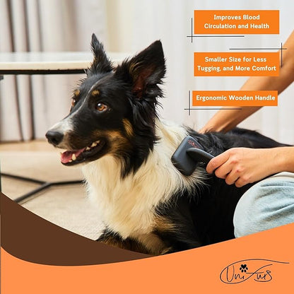 Black Dog Slicker Brush for Shedding & Grooming | Fluff & Volumize | Soft Bristles & Vented Cushion | Matt Rubberized Paint | Grippy Handle | Dog & Cat Brush | Wire Brush | Orange Details