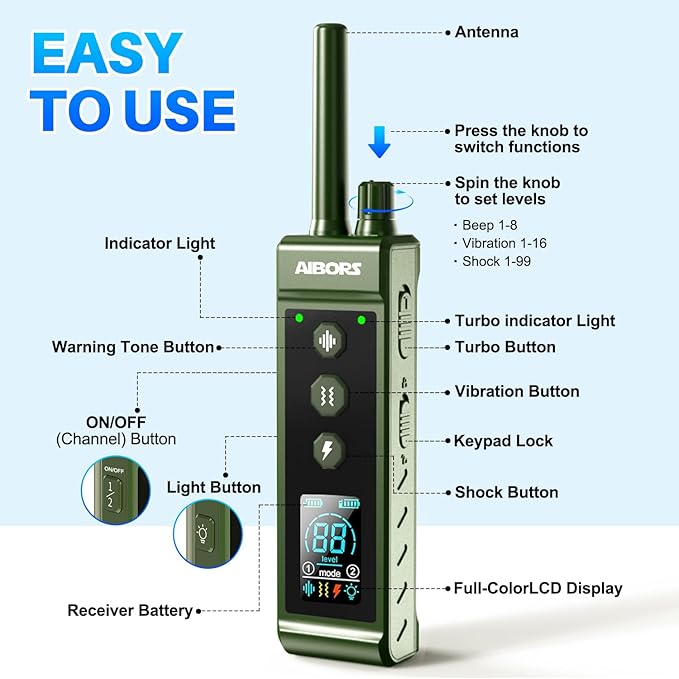 Dog Shock Collar - 4300FT Dog Training Collar with Remote,Shock-Lock,Light for Night Walks, Innovative IPX7 Waterproof with 4 Training Modes, Rechargeable E-Collar for 8-150 LBS