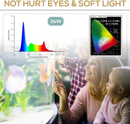 hygger 36W 24/7 Lighting Aquarium LED Light, Sunrise-Daylight-Moonlight Mode and DIY Mode, Adjustable Timer Adjustable Brightness Fish Tank Light with Extendable Bracket 7 Colors for Planted Tank