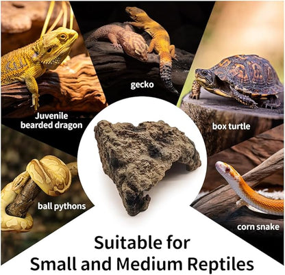 Reptile Simulation Rock Cave Hideouts Terrarium Habitat Décor Bearded Dragon Hideout for Turtles Lizards Snakes Crab (Large)
