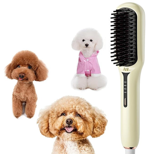 Electric Pet Hair Styling Beauty Comb, Dog Grooming Brush, Negative Ion Function & Adjustable Temperature, Safety Protection, Animal Hair Straightener