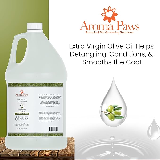 Dog Shampoo and Conditioner - Aromatic Tearless Shampoo for Cleansing, Grooming, and Conditioning - Moisturizing Anti Itch Shampoo for Dogs and Puppies - Ultra Sensitive Olive Oil, 1 Gallon