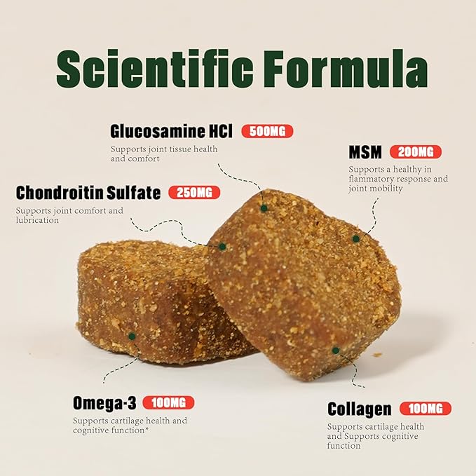 Hip & Joint Supplement for Dogs with Glucosamine (90 Chews) - with Omega-3 - MSM, Collagen - 9 in 1 Advanced Mobility Chews Relieve Joint Pain, Improve Mobility & Flexibility - All Breeds & Ages