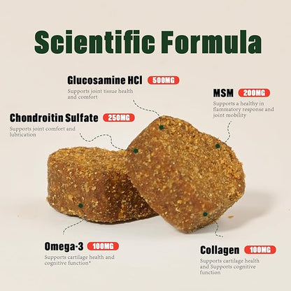 Hip & Joint Supplement for Dogs with Glucosamine (90 Chews) - with Omega-3 - MSM, Collagen - 9 in 1 Advanced Mobility Chews Relieve Joint Pain, Improve Mobility & Flexibility - All Breeds & Ages