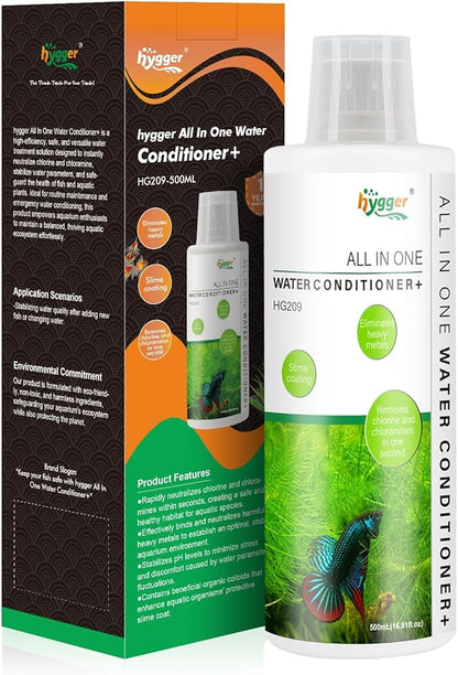 hygger Aquarium Water Conditioner for Freshwater, Neutralizes Chlorine, Chloramines, Reduce Heavy Metals, Ammonia & Nitrite, Safe for Fishes and Plants, 500 ML