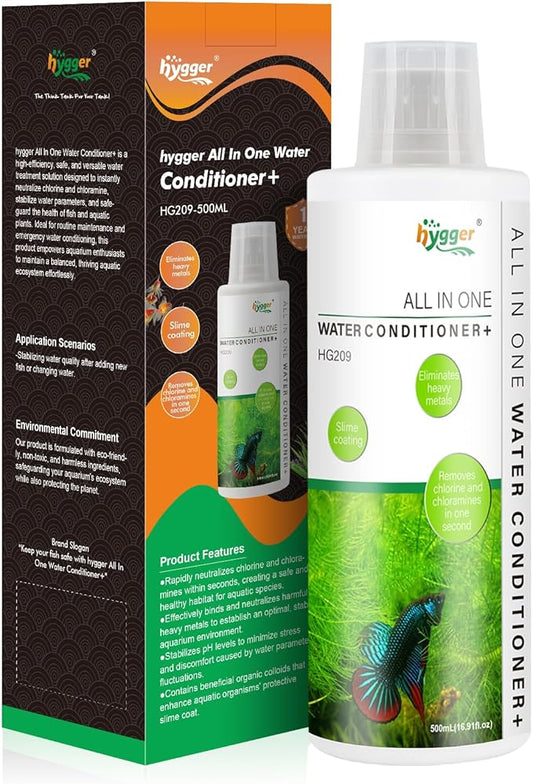 hygger Aquarium Water Conditioner for Freshwater, Neutralizes Chlorine, Chloramines, Reduce Heavy Metals, Ammonia & Nitrite, Safe for Fishes and Plants, 500 ML
