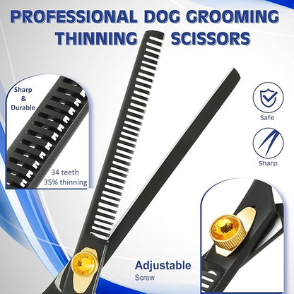 Dog Grooming Scissor- 7.5 Pet Shears, Japanese Stainless Steel Ergonomic Pet Grooming Scissor, Heavy Duty Sharp and Comfortable pet Scissors for Grooming, Dogs, Cats and Other Animals (Thinning)