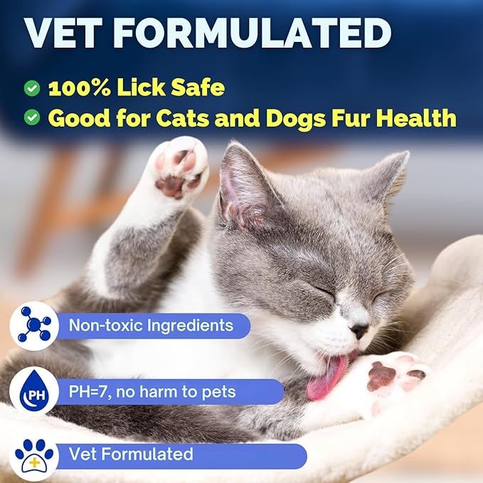 Pet Bathing Glove Wipes for Dogs and Cats, Lick Safe Deodorizing No Rinse Cleaning Glove Wipes with Plant-Based Cat Calming Ingredient, Cleaning Paws, Face, Fur and Butt (10 Pcs)