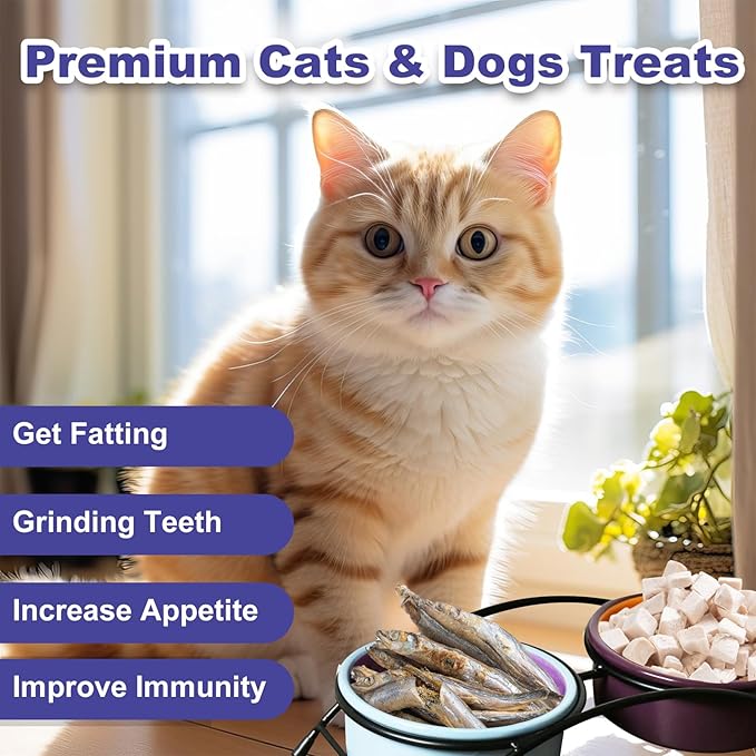 Freeze Dried Fish Dog Treats - Whole Capelin Fish Seeds Cats Treats Natural Single Ingredient Delicious Snacks Training Healthy Chews Food Pet Food No Fillers ï¼3 Ozï¼