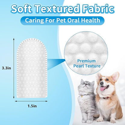 Dog Teeth Cleaning Wipes, 100Pcs Gentle Pet Dental Finger Wipes for Dogs Cats, Freshens Breath, Reduce Plaque, Portable Disposable Dental Wipes for Dogs Teeth Pet Dental Care Finger Wipes