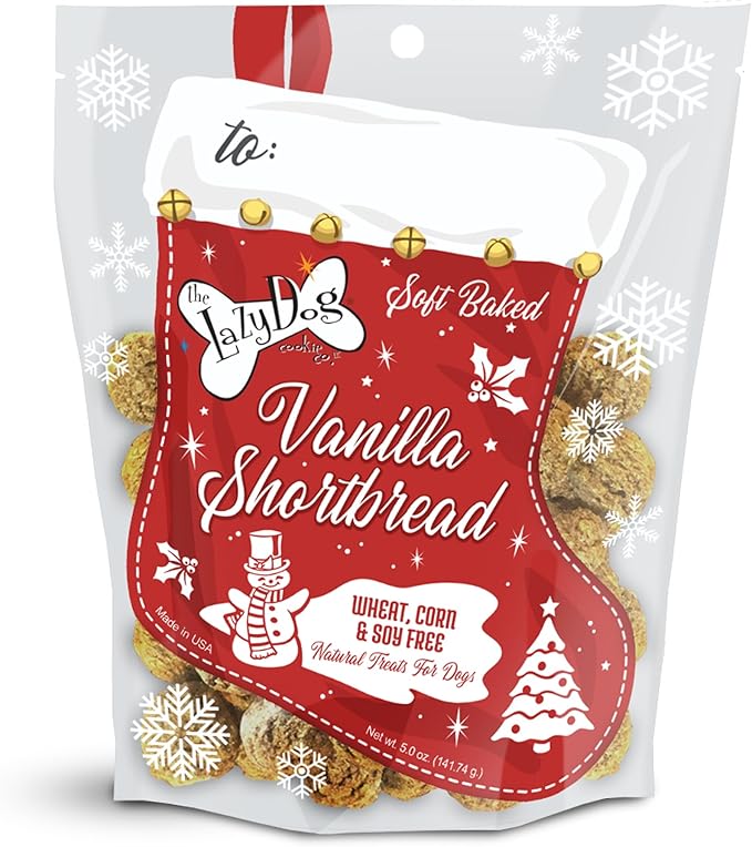 The Lazy Dog Cookie Co., Vanilla Shortbread Soft Baked Dog Treats - Roasted Vanilla Flavor - Wheat, Corn & Soy Free - Limited Edition - 5 oz (SB)