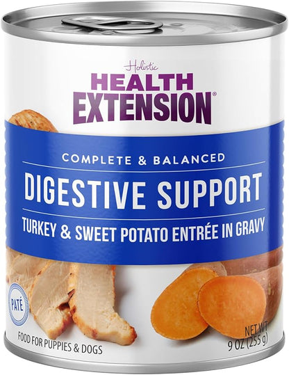 Health Extension Wet Dog Food Turkey & Sweet Potato Entrée in Gravy, 9 oz - Digestive Support with Superfoods & Antioxidants for Immune Support (Case of 12 Cans)
