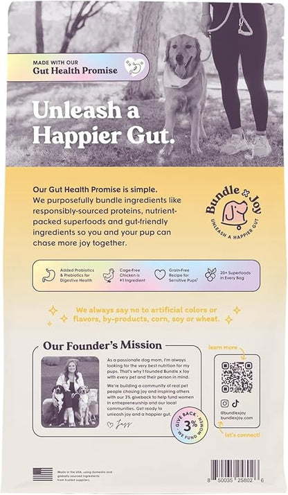 Bundle x Joy Superfood Dry Dog Food - Pet Food for Small, Medium and Large Breeds - Made with Real Ingredients - Nutrient Dense Probiotic Dog Food to Support Healthy Digestion (12 Pound, Chicken)