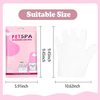 6 Pcs Pet Glove Wipes for Dogs and Cat, Cat Wipes Cleaning Fur and Butt, Pet Wipes for Cat and Dogs for Cleaning, Deodorizing, Daily Care, and Travel for Cats and Dogs