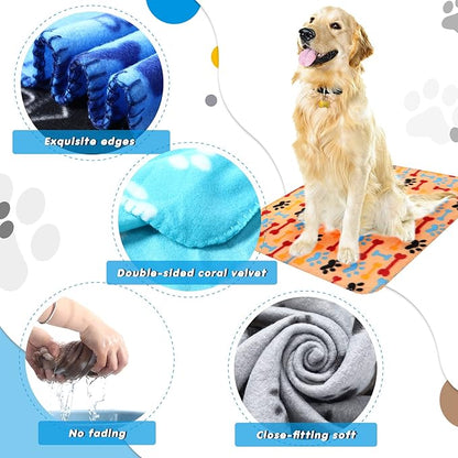 Chumia 28 Pieces Puppy Blanket Bulk Small Fleece Pet Blanket for Puppy Dogs Kitten Cats Pets Soft Warm Paw Print Sleep Mat Bed Covers, 28 Styles(27.5 x 39.3 Inch)