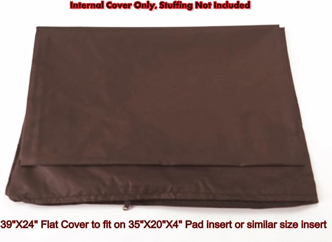 Dogbed4less 1 Pack Internal Duvet Case Waterproof Zipper Dog Bed Cover for Small Medium 35"x20"X4" Memory Foam Pad Pet Bed - 39"X24" Flat