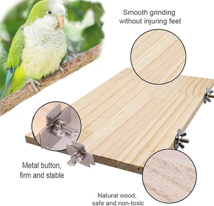 Bird Perch Platform Stand,Wood Perch Bird Platform Parrot Stand Playground Cage Accessories for Small Anminals Rat Hamster Gerbil Rat Mouse Lovebird Finches Conure Budgie Exercise Toy