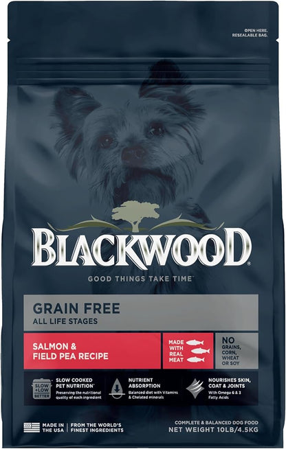 Blackwood Grain Free Dry Dog Food, Salmon & Field Pea Recipe, 10 Pound Bag for All Life Stages, Slow Cooked with Vitamins & Minerals for a Balanced Diet
