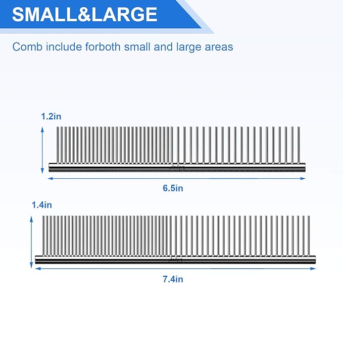 2PCS Stainless Steel Metal Dog Comb, For Removing Tangled Mats And Massaging Pet Combs, Professional Pet Grooming Tools
