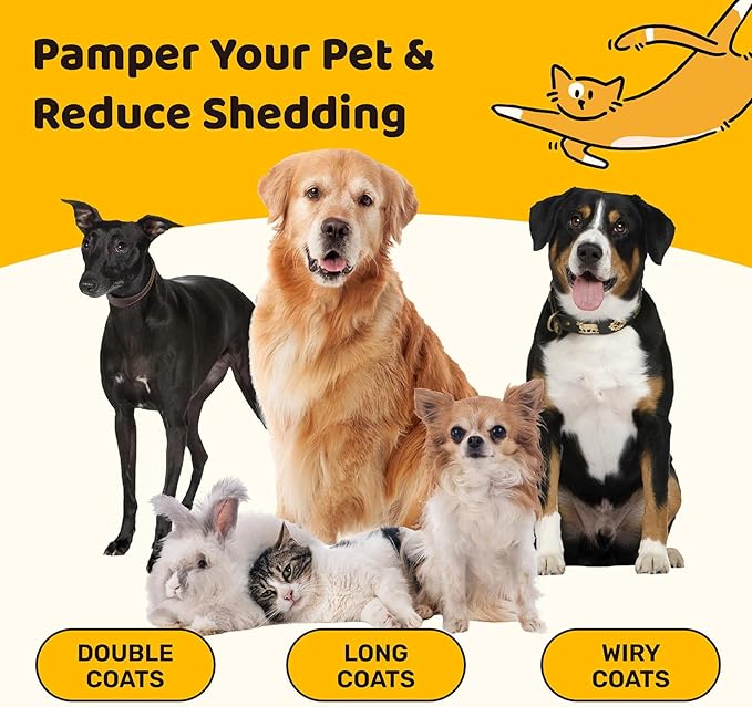 3-in-1 Pet Deshedding Tool - Undercoat Rake, Deshedding Brush, Dematting Comb for Dogs & Cats, Dog Brush for Shedding, Professional Grooming Brush for Double Coat, Long & Short Hair (Green)