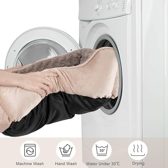 JOEJOY Rectangle Dog Bed for Large Medium Small Dogs Machine Washable Sleeping Dog Sofa Bed Non-Slip Bottom Breathable Soft Puppy Bed Durable Orthopedic Calming Pet Cuddler, Multiple Size, Beige
