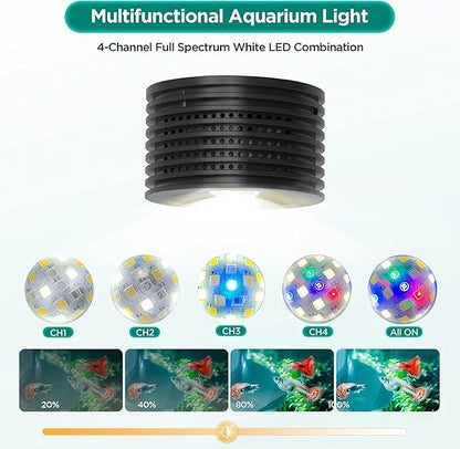 Lominie Full Spectrum Aquarium Light, 4 Channels Remote Control，Adjustable Gooseneck Freshwater Super Bright Fish Tank Light for Planted Nano Freshwater Aquarium Tank (A20 16W Freshwater