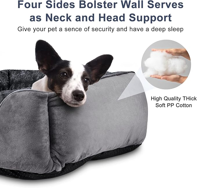 JOEJOY Rectangle Dog Bed for Large Medium Small Dogs - Washable Orthopedic Sofa Bed, Soft Breathable Puppy & Pet Cuddler, Durable Calming Dog Bed with Anti-Slip Bottom, Multiple Sizes, Dark Grey