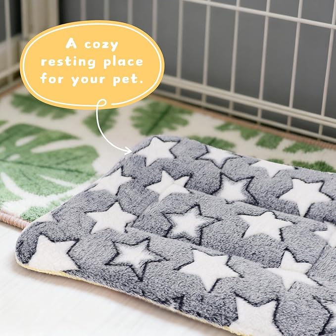 4-Pack Guinea Pig Bed, Washable Bunny Mat, Fleece Rabbit Bedding, Soft Flannel Small Animal Cage Liner, Blanket for Hamster Ferret - 14"x10"