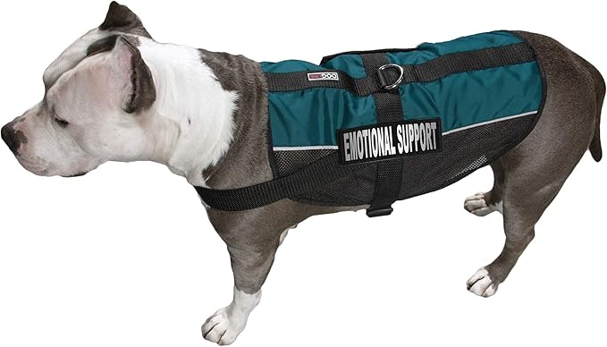 Dogline MaxAire Vest Emotional Support Removable Patch Adjustable Harness Reflective for Puppies Small Medium and Large Dogs 13 by 16 Inch Girth Teal