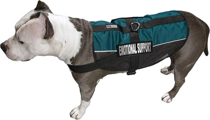 Dogline MaxAire Vest Emotional Support Removable Patch Adjustable Harness Reflective for Puppies Small Medium and Large Dogs 13 by 16 Inch Girth Teal