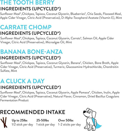 Shameless Pets Dental Treats for Dogs, Variety (4-Pack) - Healthy Dental Sticks for Teeth Cleaning & Fresh Breath - Dog Bones Dental Chews Free from Grain, Corn & Soy