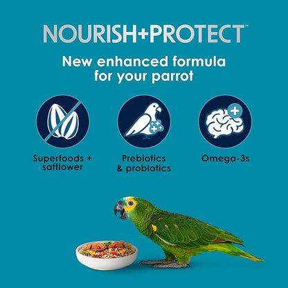 Kaytee Forti-Diet Pro Health+Safflower Nourish+Protect Parrot Food, Supports Breeding and Molting, Nutrition Backed by Science, Digestive and Brain Health, 4 pounds