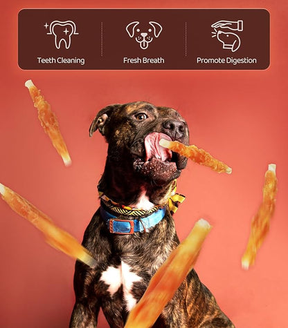 Dog Training Snacks,16OZ Chicken Wrapped Rawhide Stick Dog Treats, Grain Free, Delicious, and Nutritious High Protein Dog Chewy Treats for Dogs