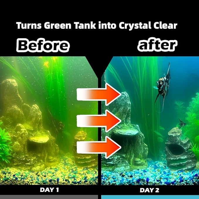 Aquarium Filter for 100-400 Gallon Tank, U-V Fish Tank Green Clean Machine Submersible Powerful Pump Canister Filter 600GPH for Pond Turtle Tank Saltwater Freshwater Crystal Clear Green Killing