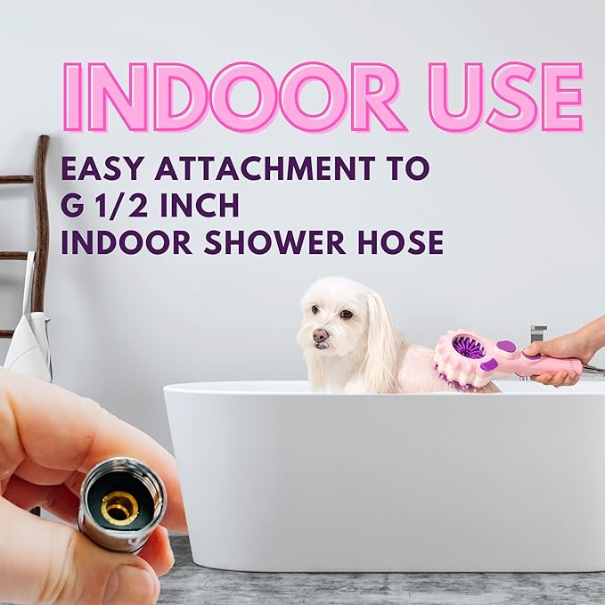 Forlina Brand Dog Shower Attachment | Multi-Functional | One-Handed Operation | Dog Bath Supplies | Shampoo Brush With Low Joint Stress | Easy To Install | Small