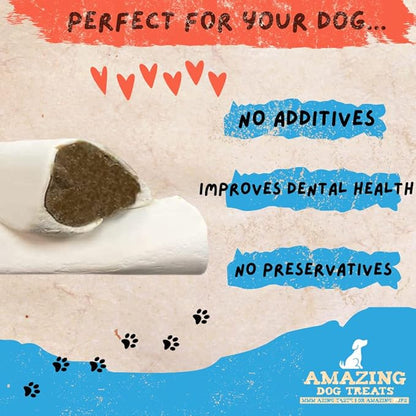 Amazing Dog Treats - Stuffed Shin Bone for Dogs (Peanut Butter, 3-4 Inch - 5 Count) - All Natural Dog Bones