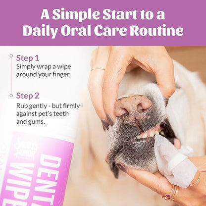 SKOUT'S HONOR Fresher Breath Dental Wipes- Pet Dental Wipes - Fights Plaque and Tartar, Freshens Breath Fast, No Brushing Required, 50 Sheets